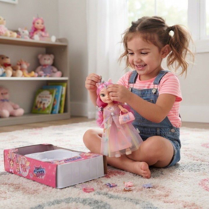 Muñeca Princesa Unicornio Cabello Largo + Bolso