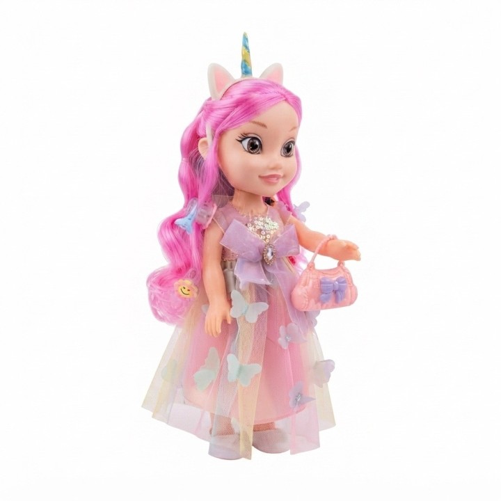 Muñeca Princesa Unicornio Cabello Largo + Bolso