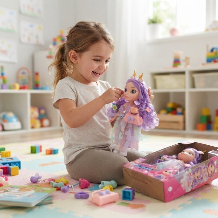 Muñeca Princesa Unicornio Cabello Largo + Bolso