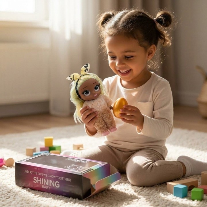 Muñeca Shining Baby Con Traje De Peluche Y Huevo Sorpresa
