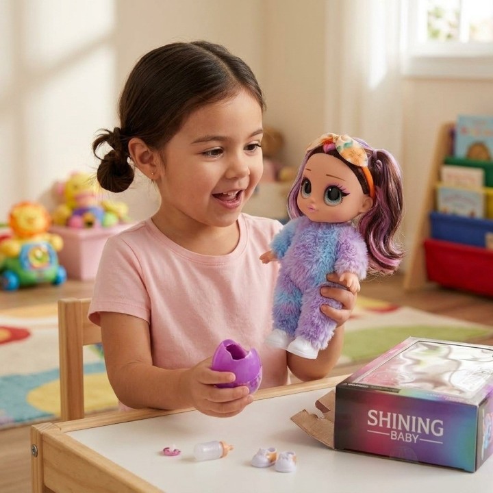 Muñeca Shining Baby Con Traje De Peluche Y Huevo Sorpresa