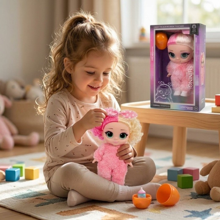 Muñeca Shining Baby Con Traje De Peluche Y Huevo Sorpresa