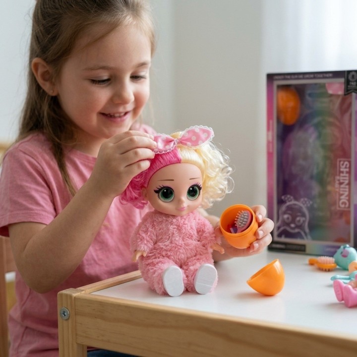Muñeca Shining Baby Con Traje De Peluche Y Huevo Sorpresa