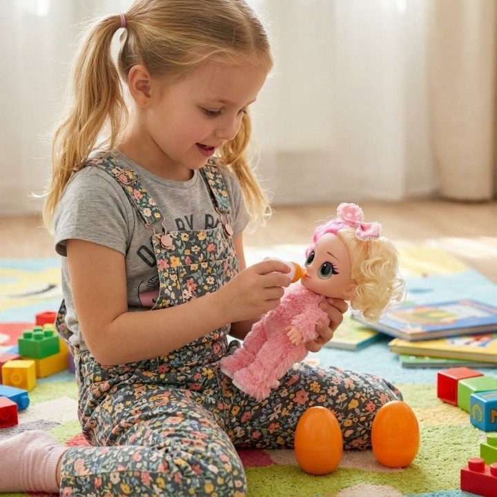 Muñeca Shining Baby Con Traje De Peluche Y Huevo Sorpresa