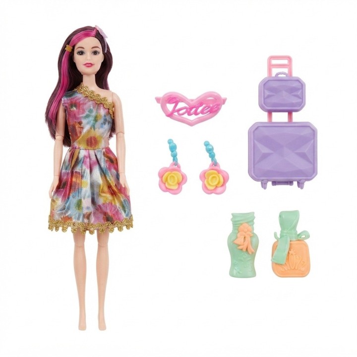 Set Muñeca Fashion Con Maleta Y Accesorios