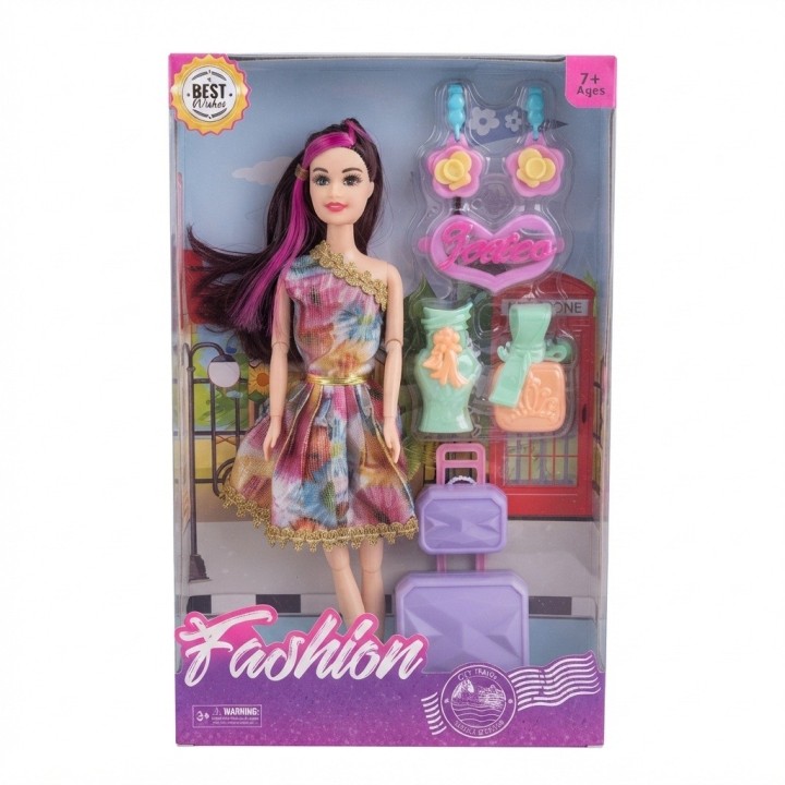 Set Muñeca Fashion Con Maleta Y Accesorios