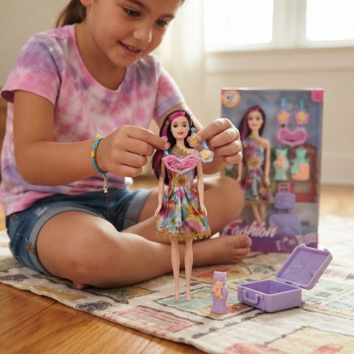 Set Muñeca Fashion Con Maleta Y Accesorios
