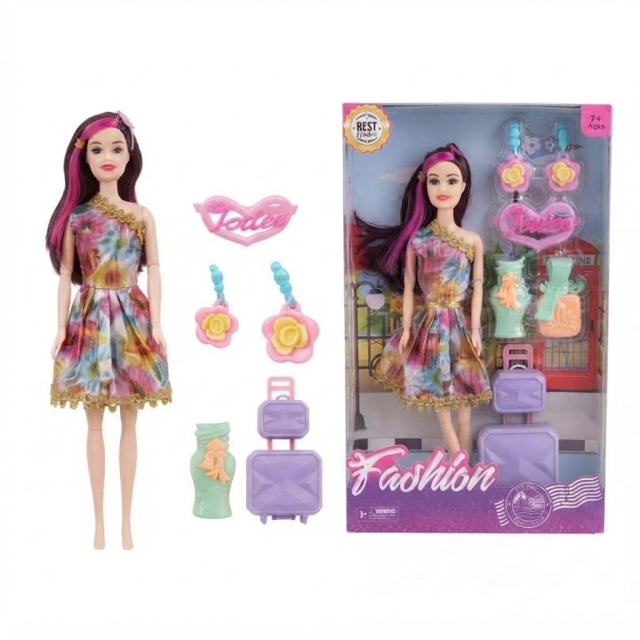 Set Muñeca Fashion Con Maleta Y Accesorios