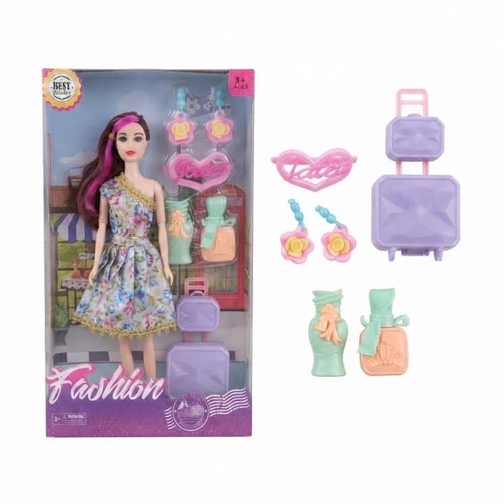 Set Muñeca Fashion Con Maleta Y Accesorios