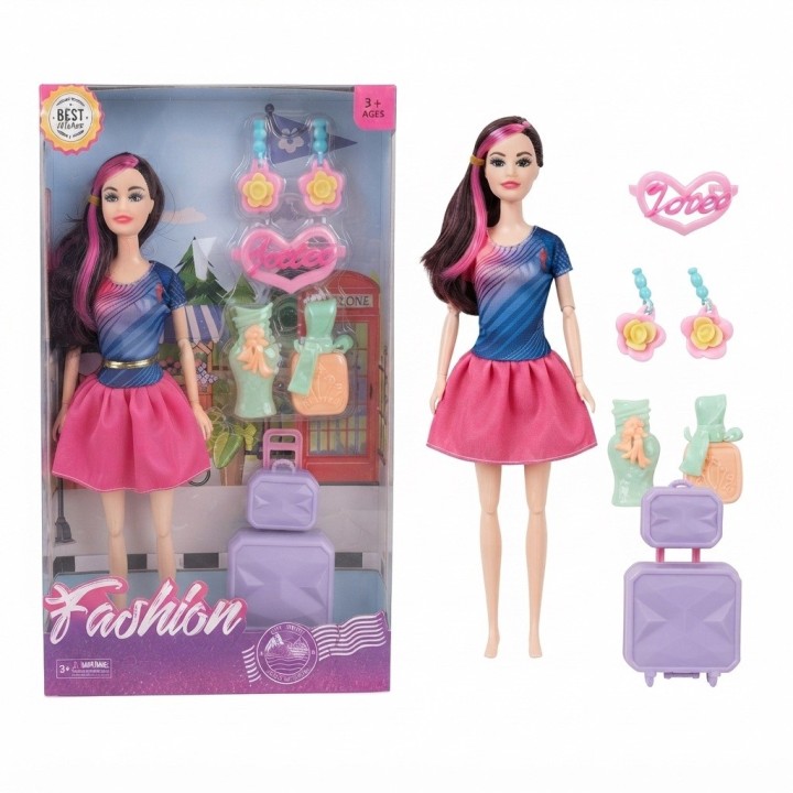 Set Muñeca Fashion Con Maleta Y Accesorios