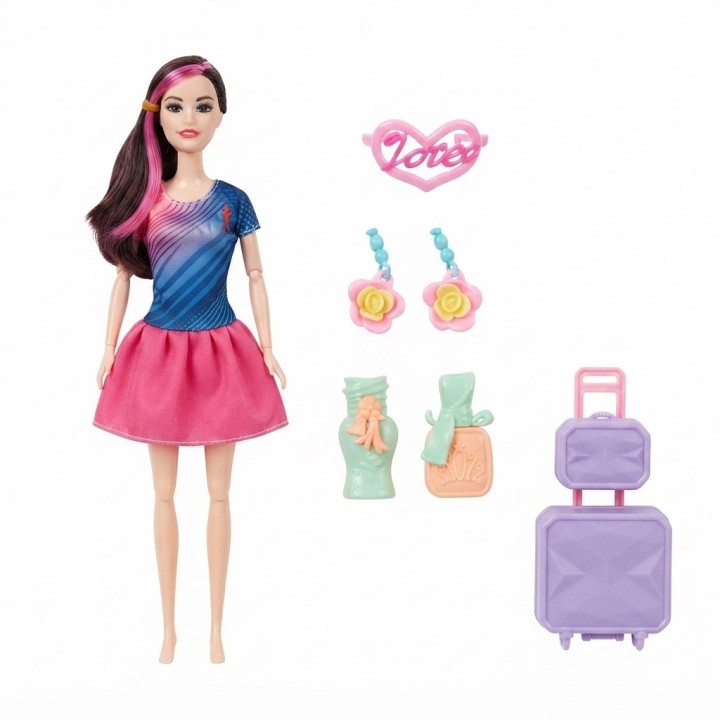 Set Muñeca Fashion Con Maleta Y Accesorios