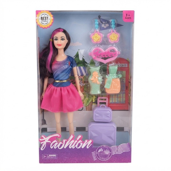 Set Muñeca Fashion Con Maleta Y Accesorios
