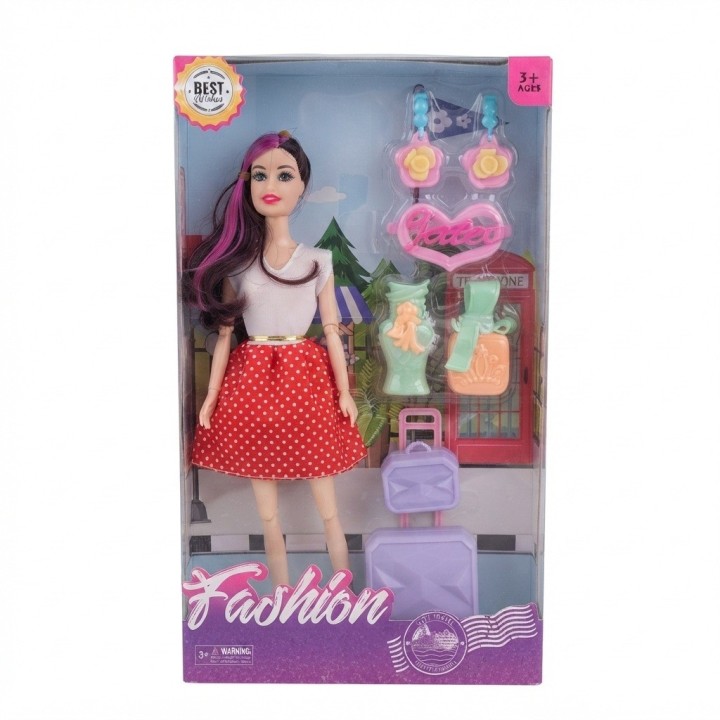 Set Muñeca Fashion Con Maleta Y Accesorios