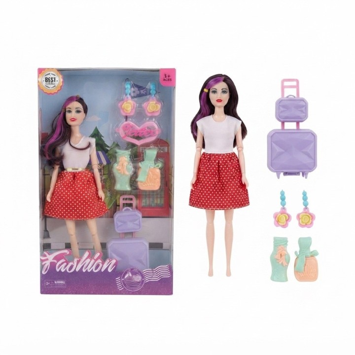 Set Muñeca Fashion Con Maleta Y Accesorios