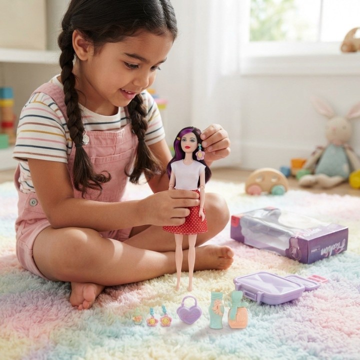 Set Muñeca Fashion Con Maleta Y Accesorios