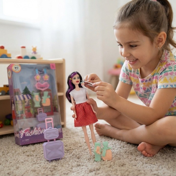 Set Muñeca Fashion Con Maleta Y Accesorios