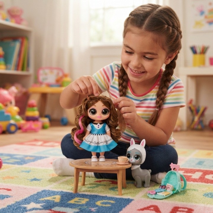 Muñeca Dollbaby Ojos Grandes Con Mascota Y Mochila