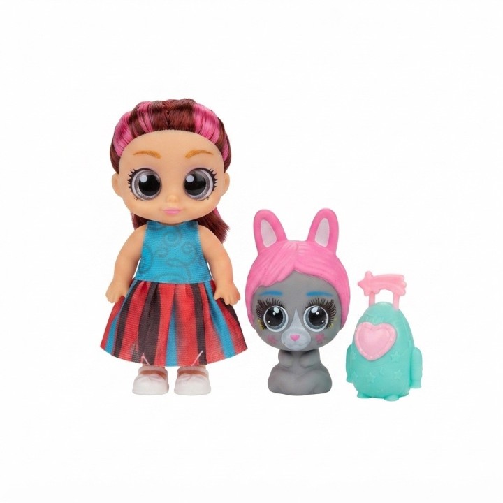 Muñeca Dollbaby Ojos Grandes Con Mascota Y Mochila