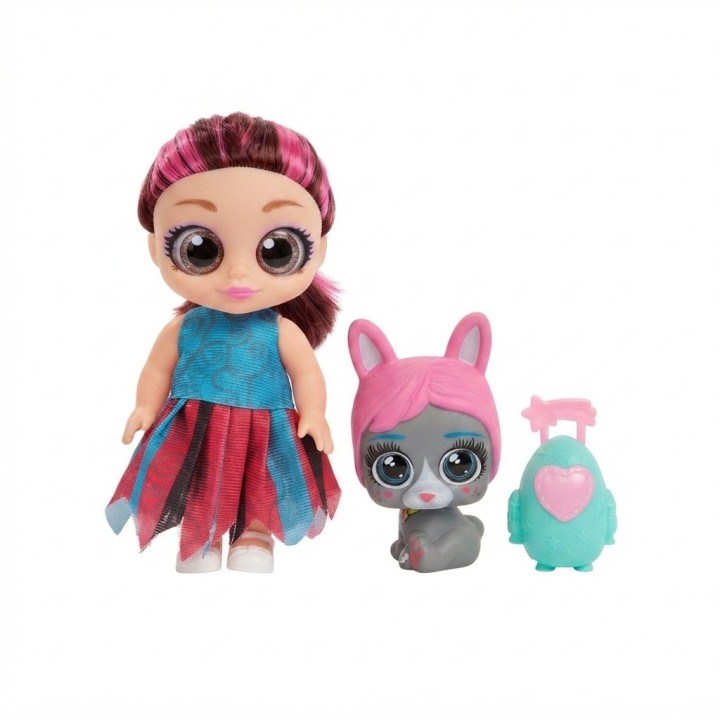 Muñeca Dollbaby Ojos Grandes Con Mascota Y Mochila