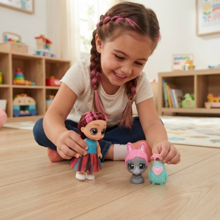 Muñeca Dollbaby Ojos Grandes Con Mascota Y Mochila