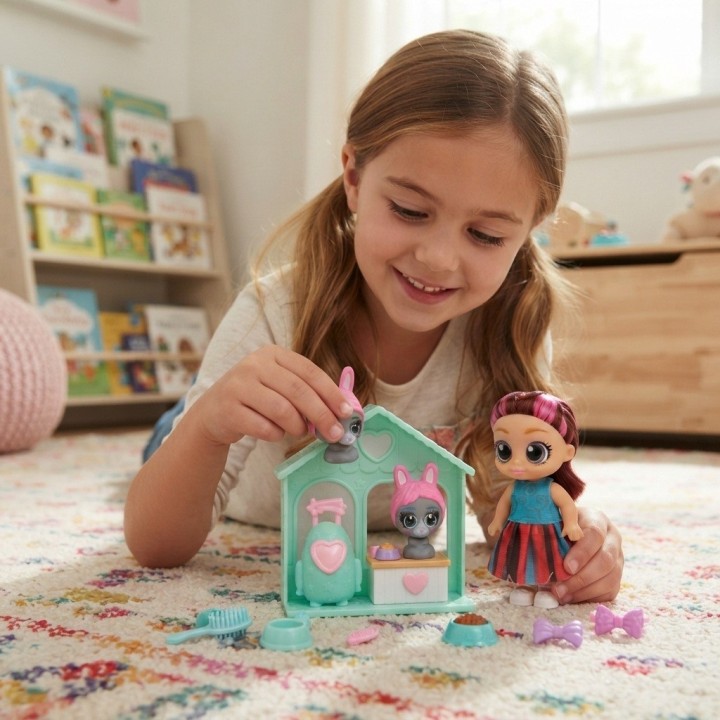 Muñeca Dollbaby Ojos Grandes Con Mascota Y Mochila