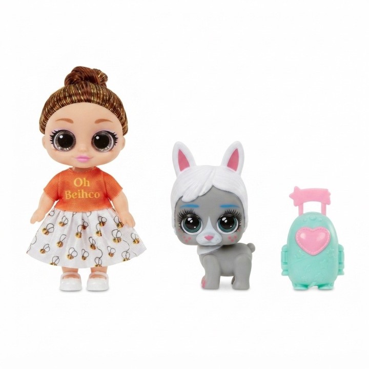 Muñeca Dollbaby Ojos Grandes Con Mascota Y Mochila