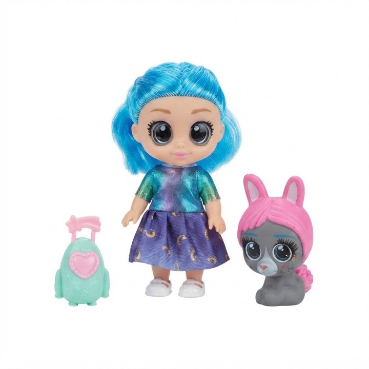Muñeca Dollbaby Ojos Grandes Con Mascota Y Mochila