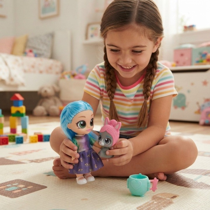 Muñeca Dollbaby Ojos Grandes Con Mascota Y Mochila