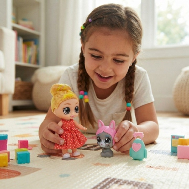 Muñeca Dollbaby Ojos Grandes Con Mascota Y Mochila