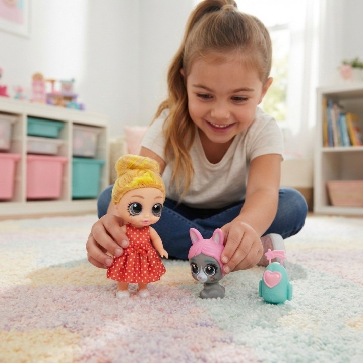 Muñeca Dollbaby Ojos Grandes Con Mascota Y Mochila