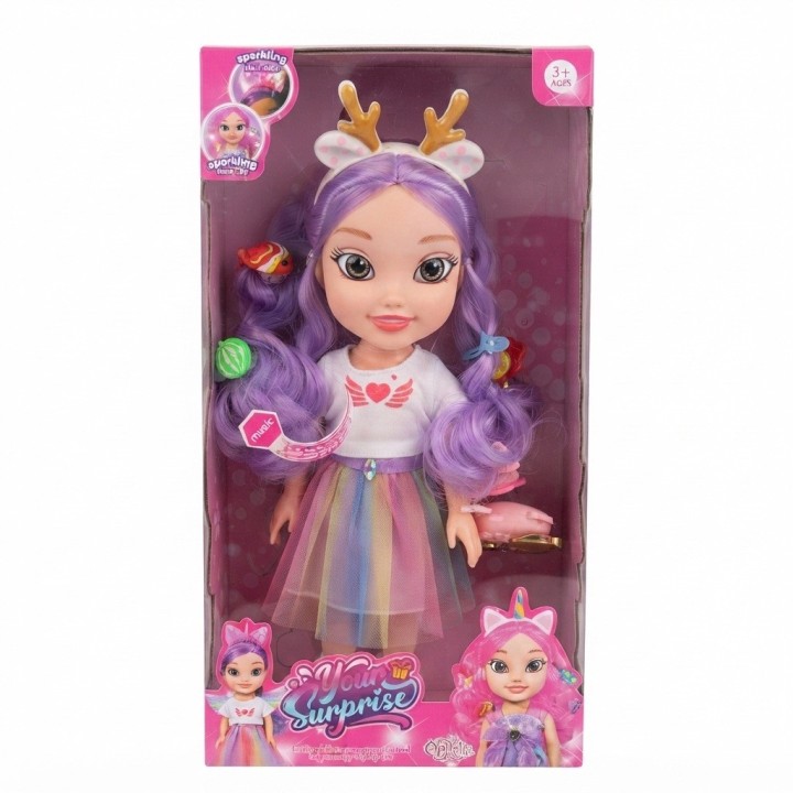 Muñeca Fantasía Cabello Colorido Y Bolso