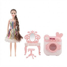 Muñeca Fashion Con Lavadora Y Tocador Accesorios