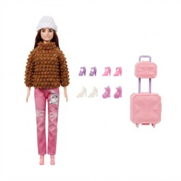 Muñeca Fashion De Invierno Con Maleta Y Zapatos