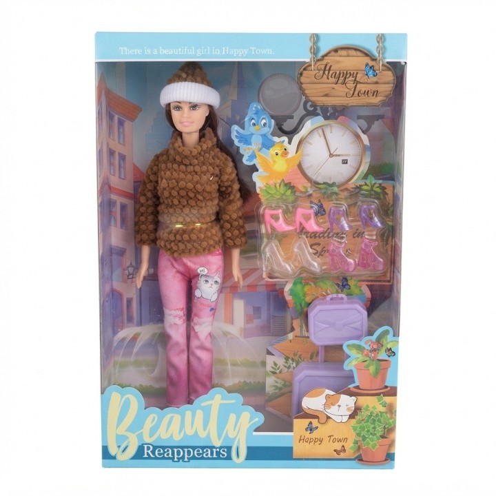 Muñeca Fashion De Invierno Con Maleta Y Zapatos