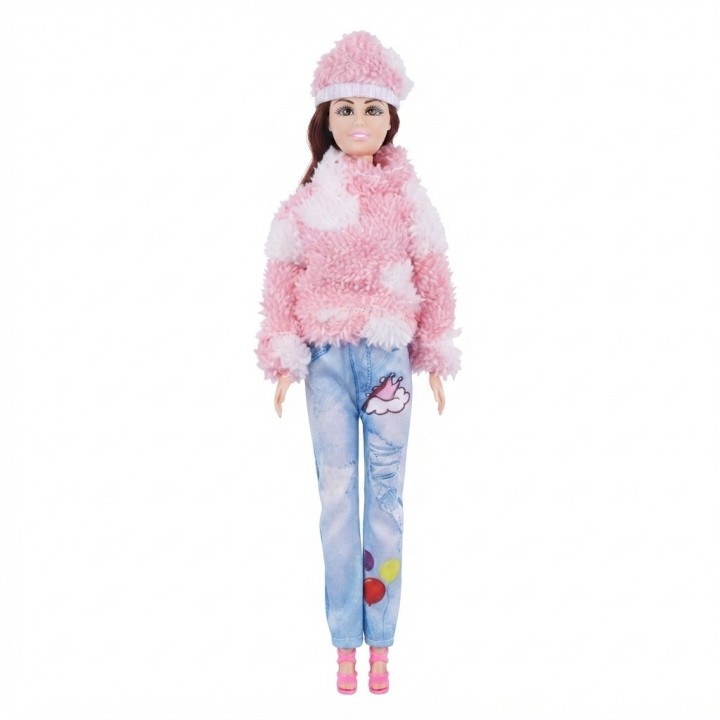 Muñeca Fashion De Invierno Con Maleta Y Zapatos