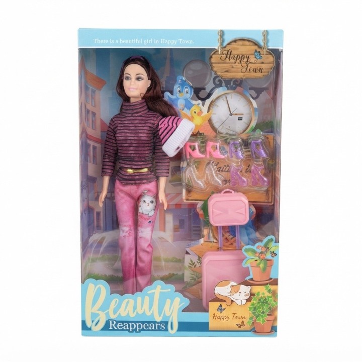 Muñeca Fashion De Invierno Con Maleta Y Zapatos