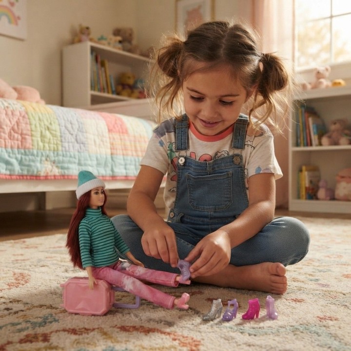 Muñeca Fashion De Invierno Con Maleta Y Zapatos