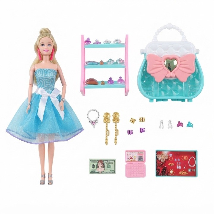 Set Muñeca De Moda Con Closet Accesorios Y Bolso