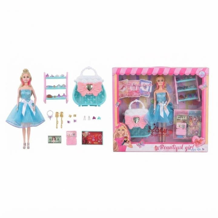 Set Muñeca De Moda Con Closet Accesorios Y Bolso