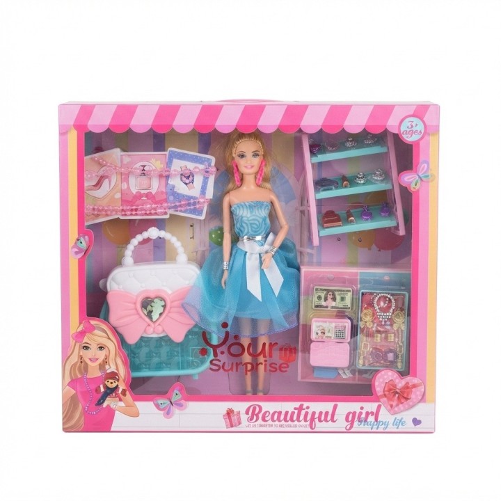 Set Muñeca De Moda Con Closet Accesorios Y Bolso