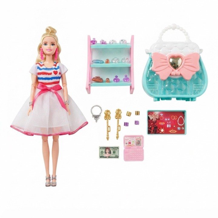 Set Muñeca De Moda Con Closet Accesorios Y Bolso