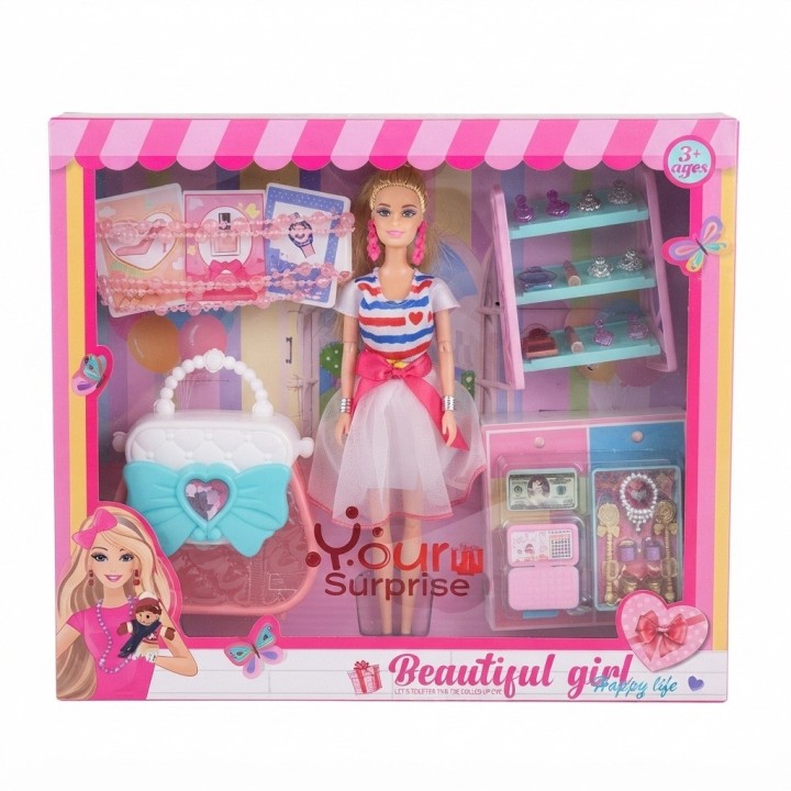 Set Muñeca De Moda Con Closet Accesorios Y Bolso