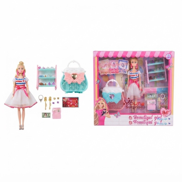 Set Muñeca De Moda Con Closet Accesorios Y Bolso