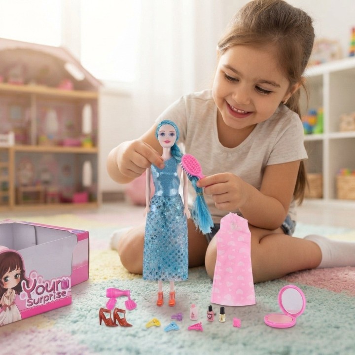 Set Muñeca Princesa Con Vestidos Y Accesorios Belleza