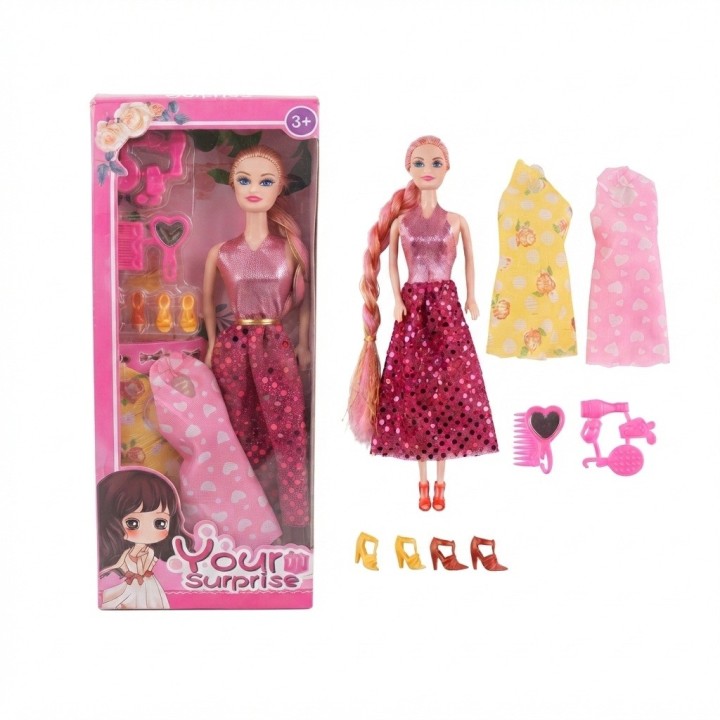 Set Muñeca Princesa Con Vestidos Y Accesorios Belleza