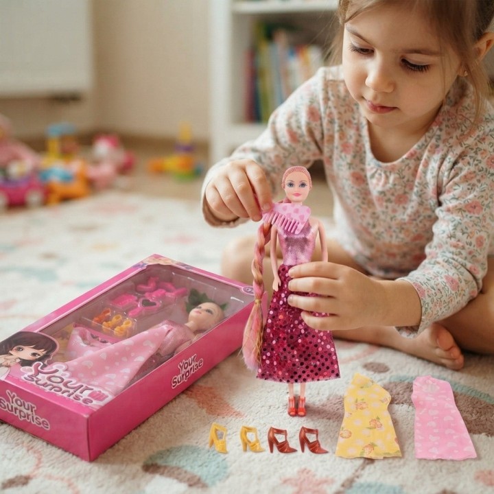 Set Muñeca Princesa Con Vestidos Y Accesorios Belleza
