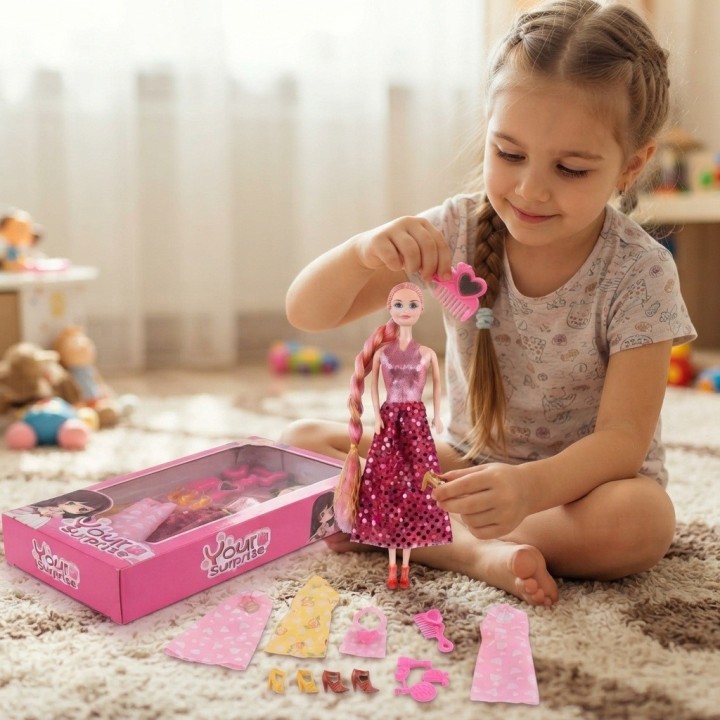 Set Muñeca Princesa Con Vestidos Y Accesorios Belleza