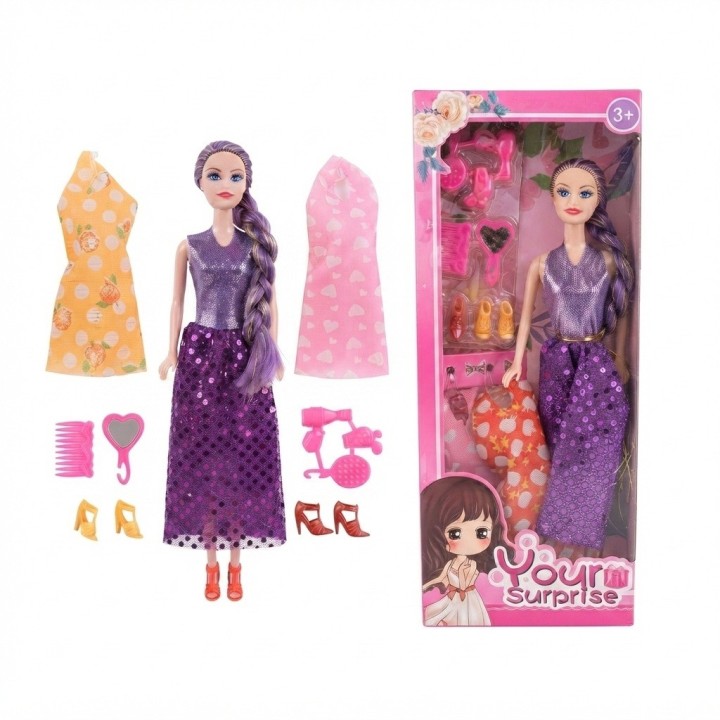 Set Muñeca Princesa Con Vestidos Y Accesorios Belleza