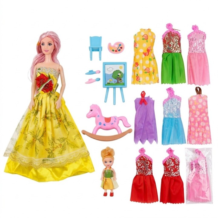 Set X2 Muñecas Fashion Beautiful Con Vestidos Y Accesorios