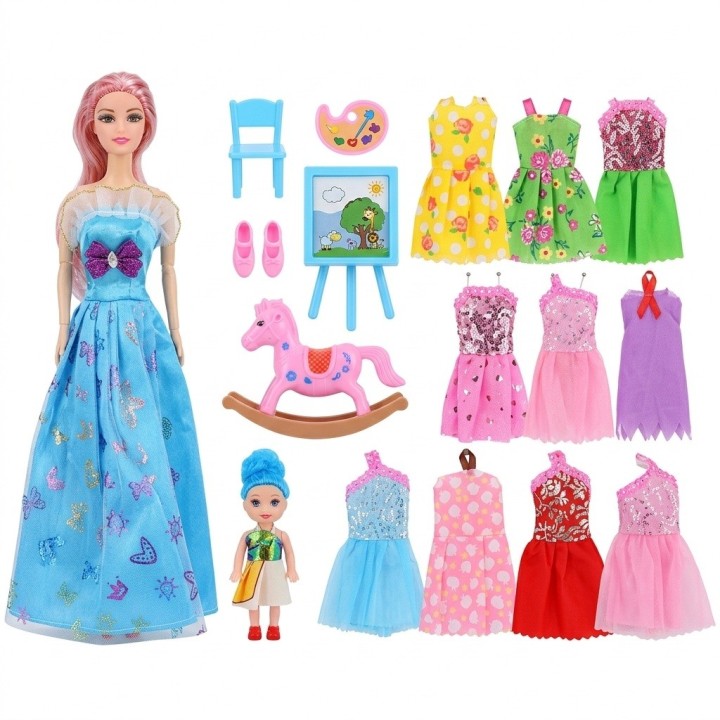 Set X2 Muñecas Fashion Beautiful Con Vestidos Y Accesorios
